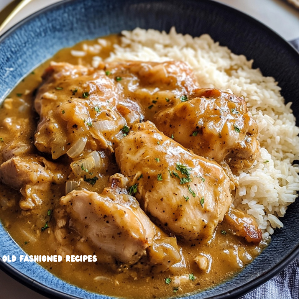 🍗 Smothered Chicken and RiceSouthern Comfort on a Plate, Perfect for Holiday Gatherings