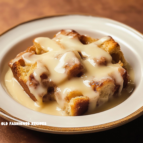 🍞 Grandma’s Old-Fashioned Bread Pudding with Vanilla Sauce 😍