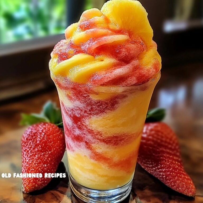 Pineapple Strawberry Swirled Slushies