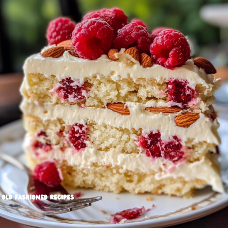 White Chocolate Almond Raspberry Cake 