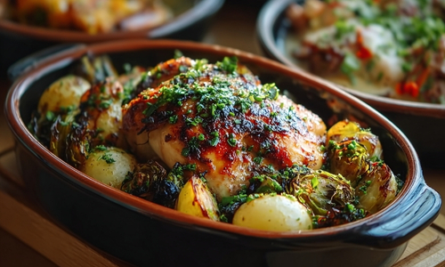 Roasted chicken with vegetables